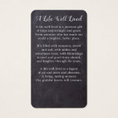 植物性素朴悔やみや弔慰記念祈りの言葉カード (裏面)