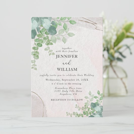 植物性素朴植樹ユーカリ結婚ス 招待状 (スタンド正面)