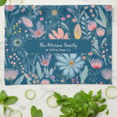 植物性素朴水彩花名字 キッチンタオル (折り畳み)