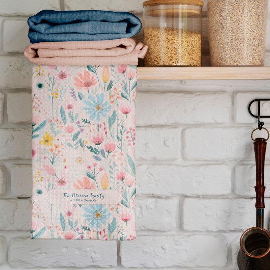 植物性素朴水彩花名字 キッチンタオル