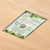 植物性紫陽花イン開花結婚ズ アクリル招待状 (レイダウン)