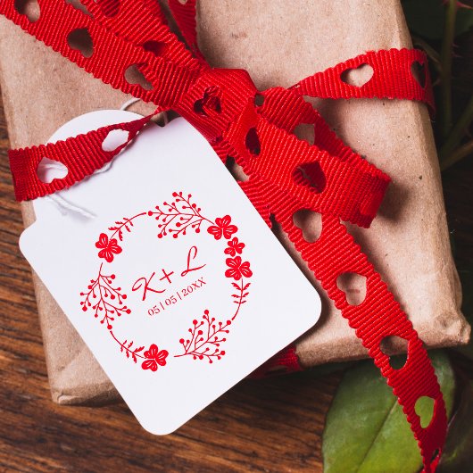 植物性結婚フローラリースとイニシャル ラバースタンプ