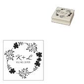 植物性結婚フローラリースとイニシャル ラバースタンプ (押印)