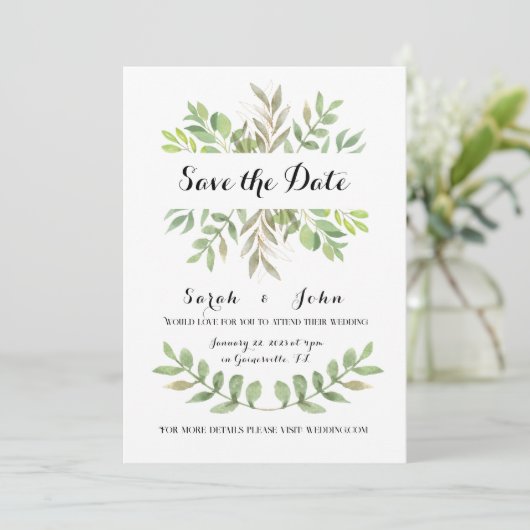 植物性結婚式招待状テンプレート 招待状 (スタンド正面)