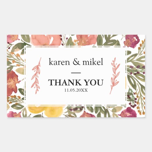 植物性絵画開花結婚ズ 長方形シール (正面)