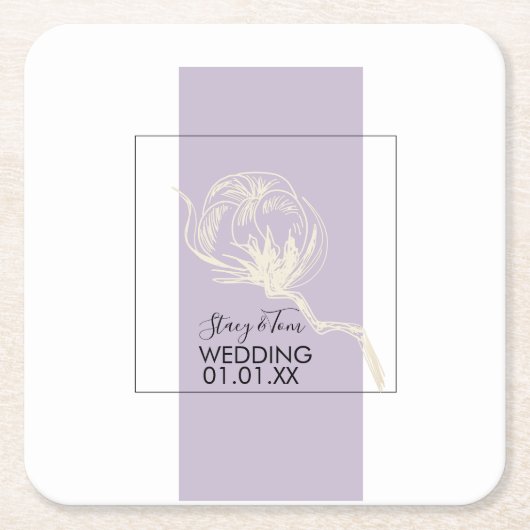 植物性綿花ラベンダー結婚ズ スクエアペーパーコースター (正面)