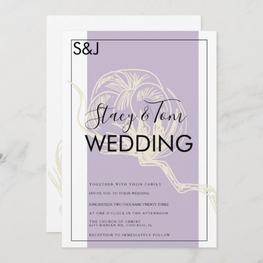 植物性綿花ラベンダー結婚ズ 招待状 (正面/裏面)