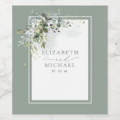 植物性緑のフローラ水の色結婚の ワインラベル (シングルラベル)