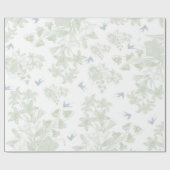 植物性緑のヴィンテージエレガントフローラ灰色の鳥 ラッピングペーパー (フラット)