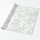 植物性緑のヴィンテージエレガントフローラ灰色の鳥 ラッピングペーパー (アンロールド)