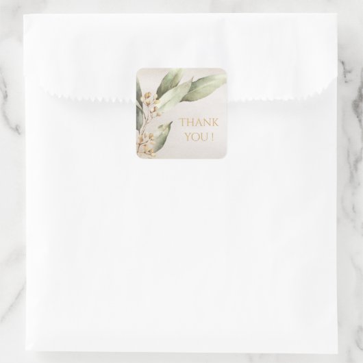 植物性緑のヴィンテージ素朴な結婚式の引き出物 スクエアシール (バッグ)