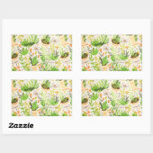 植物性緑の花咲く庭 長方形シール (シート)