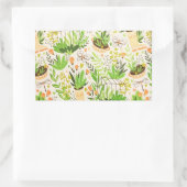 植物性緑の花咲く庭 長方形シール (バッグ)
