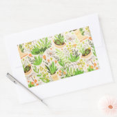 植物性緑の花咲く庭 長方形シール (封筒)