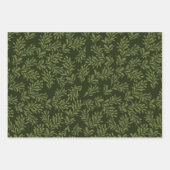 植物性緑の赤と緑のクリスマス ラッピングペーパーシート (正面3)