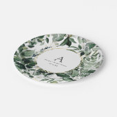 植物性緑エレガントブライダルブランチ ペーパープレート (アングル)