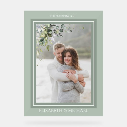 植物性緑フローラ水彩写真結婚ズ アクリルサイン (正面)