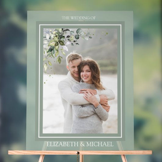 植物性緑フローラ水彩写真結婚ズ アクリルサイン (ニュートラル)