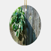 植物性緑動揺して草の木目 セラミックオーナメント (右)