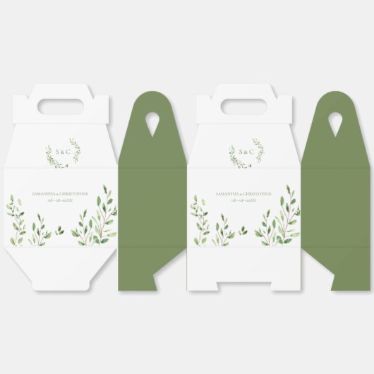 植物性緑水彩画結婚像 フェイバーボックス (見開き)