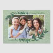 植物性緑色写真クリスマスマグネティックカード (正面)