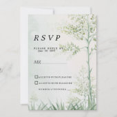 植物性緑葉フローラ素朴RSVP 招待状 (正面)