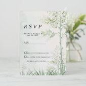 植物性緑葉フローラ素朴RSVP 招待状 (スタンド正面)