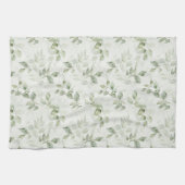 植物性緑葉模様 キッチンタオル (横)