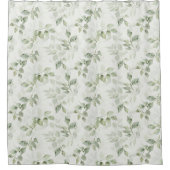 植物性緑葉模様 シャワーカーテン (正面)