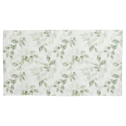 植物性緑葉模様 枕カバー (正面左)