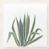 植物性緑葉 ガラスコースター (正面)