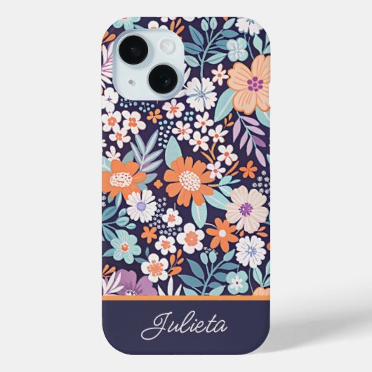 植物性緑豊かな花の模様のスクリプト名 Case-Mate iPhoneケース (裏面)