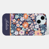 植物性緑豊かな花の模様のスクリプト名 Case-Mate iPhoneケース (裏面 (横))