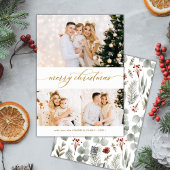 植物性緑3フォトコラージクリスマスカード シーズンカード