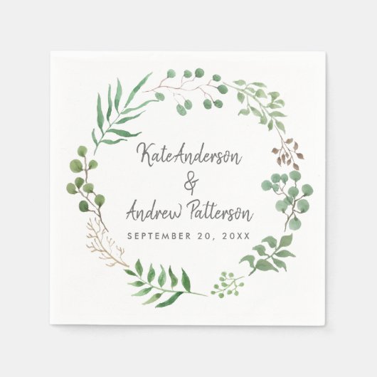 植物性緑 |リーフ | 結婚s スタンダードカクテルナプキン (正面)