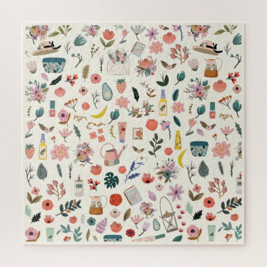 植物性美しいとフローラ自然パターン ジグソーパズル (縦)