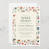 植物性美しいフローラ自然ブライダルシャワー 招待状 (正面/裏面)