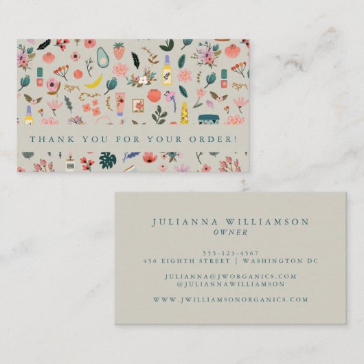 植物性美しいフローラ自然ブランディングありがとう 名刺 (正面/裏面)