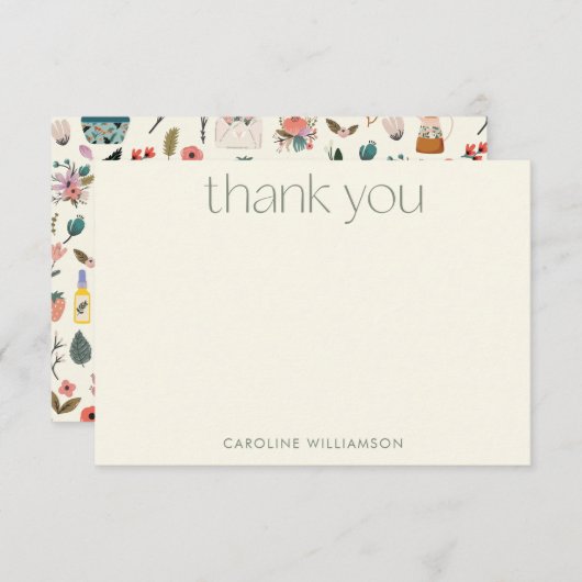 植物性美しいフローラ自然名前をカスタムする サンキューカード (正面/裏面)