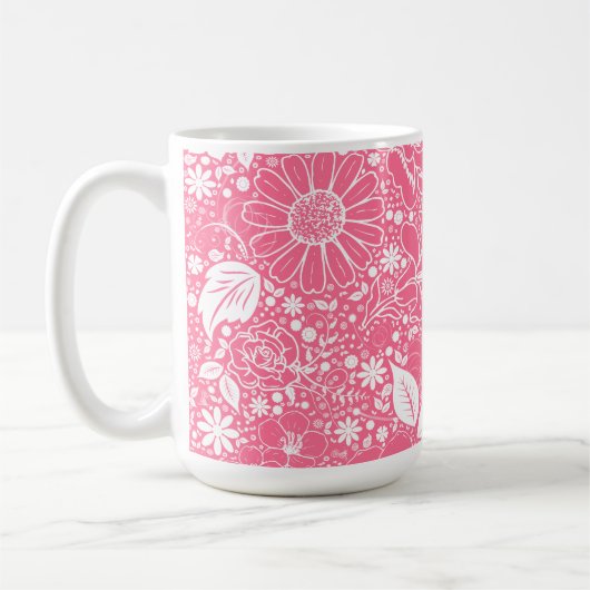 植物性美しいライトピンクコーヒーマグ コーヒーマグカップ (左)