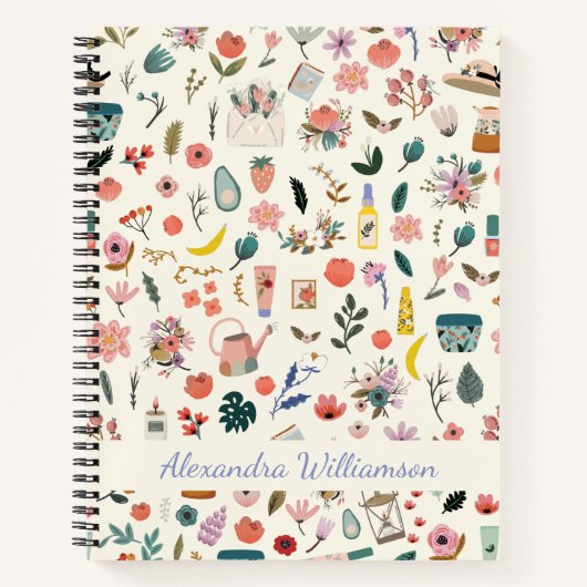 植物性美しい自然パタパーソナライズされたーン ノートブック (正面)