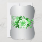 植物性美しい：緑のバラ、シルバー結婚ズ 招待状 (裏面)