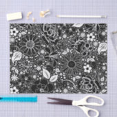 植物性美しい – 黒白組織ラップ紙 薄葉紙 (クラフト)