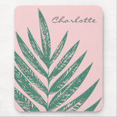 植物性自然トロピカルピンクグリーンパーソナライズされた マウスパッド (正面)