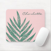 植物性自然トロピカルピンクグリーンパーソナライズされた マウスパッド (マウス)