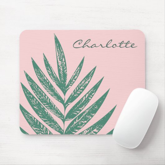 植物性自然トロピカルピンクグリーンパーソナライズされた マウスパッド (マウス)