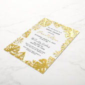 植物性自然トロピカル葉ブライダルシャワー 箔招待状 (回転した状態)