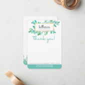 植物性自然モダンの水色彩の鮮やか色葉 ノートカード (正面/裏面インサイチュ)