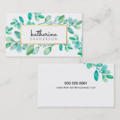 植物性自然モダンの水色彩の鮮やか色葉 名刺 (正面/裏面)