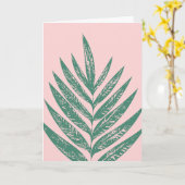 植物性自然熱帯イラストレーションピンクグリーン カード (黄色い花)